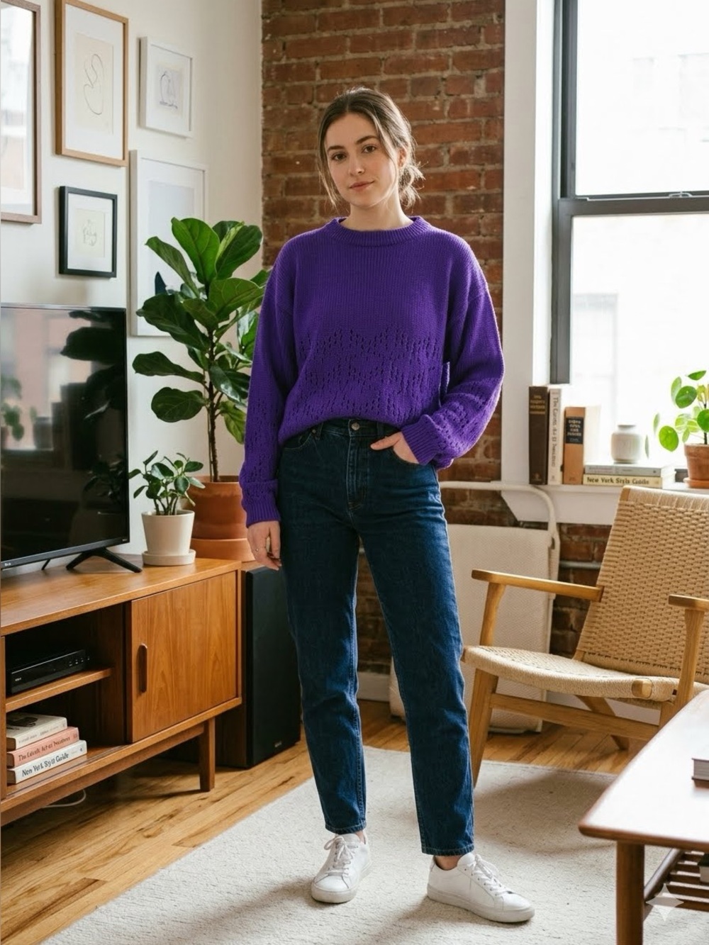 Vintage purple New Moves women’s large sweater classic GUC Made in USA